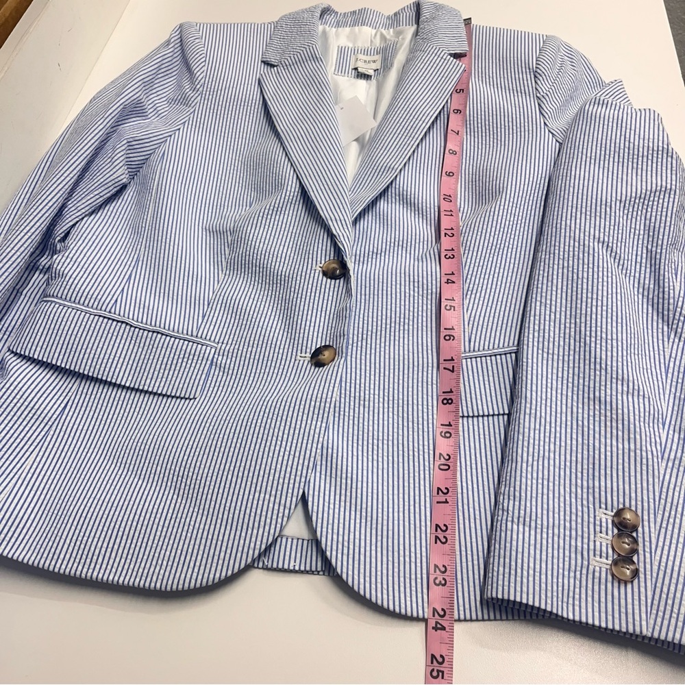 NWT J. Crew Factory cotton blazer notched lined blue white stripe blazer size 10 - Picture 9 of 12